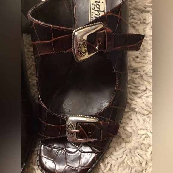 BRIGHTON Talene brown leather alligator print open toe sandals heels shoes 7.5 N - Picture 7 of 7